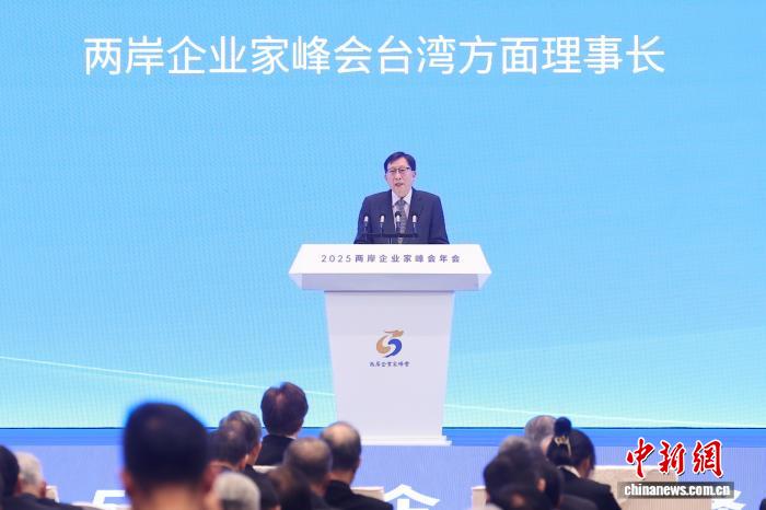 图为二岸企业家峰会台湾圆里理事少刘兆玄收行。 中新社记者 泱波 摄